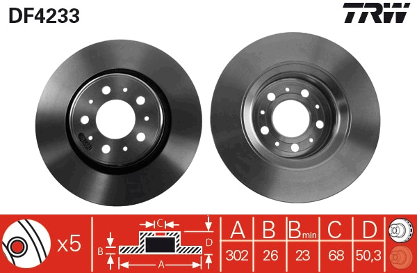 Brake Disc - DF4233 TRW