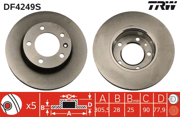Brake Disc - DF4249S TRW