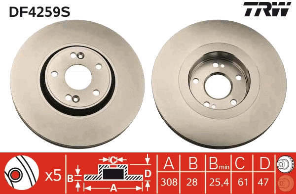 Brake Disc - DF4259S TRW