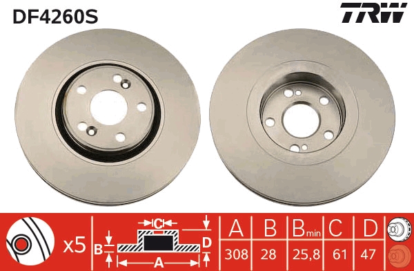 Brake Disc - DF4260S TRW