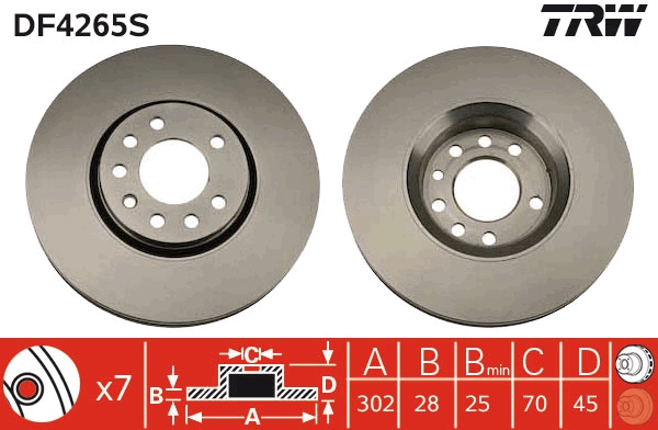 Bremsscheibe - DF4265S TRW
