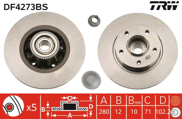 Brake Disc - DF4273BS TRW