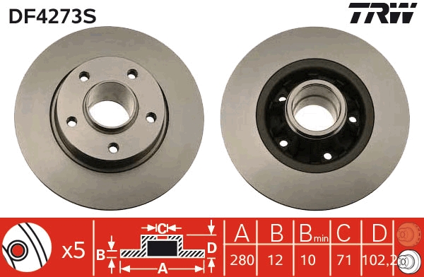 Brake Disc - DF4273S TRW