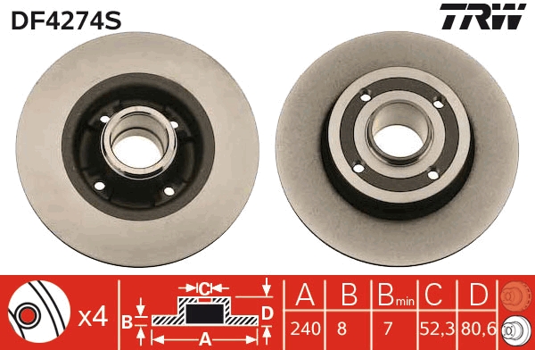 Brake Disc - DF4274S TRW