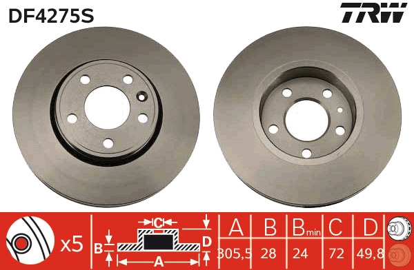 Brake Disc - DF4275S TRW