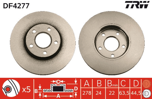 Brake Disc - DF4277 TRW