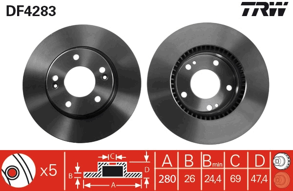 Bremsscheibe - DF4283 TRW