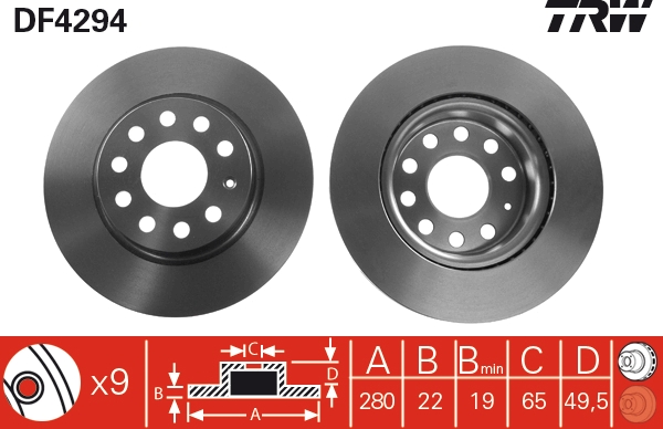 Brake Disc - DF4294 TRW