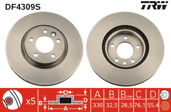 Brake Disc - DF4309S TRW