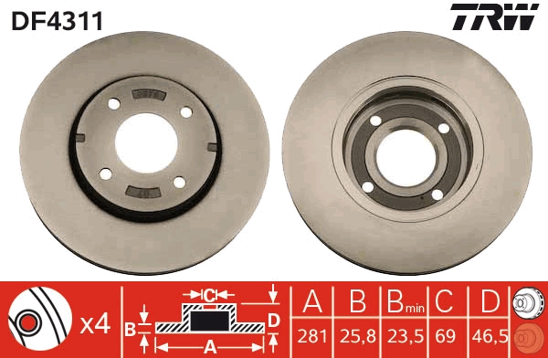 Brake Disc - DF4311 TRW