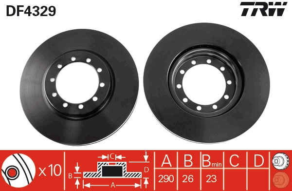 Brake Disc - DF4329 TRW