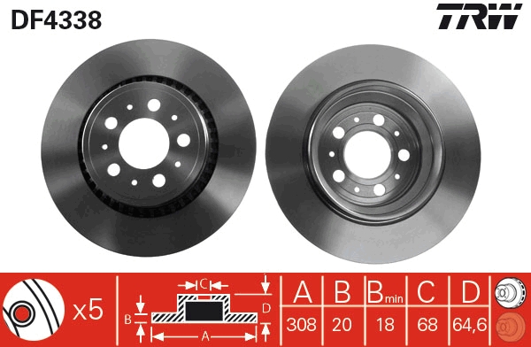 Brake Disc - DF4338 TRW