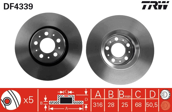 Bremsscheibe - DF4339 TRW