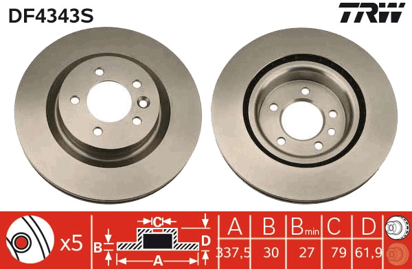 Brake Disc - DF4343S TRW