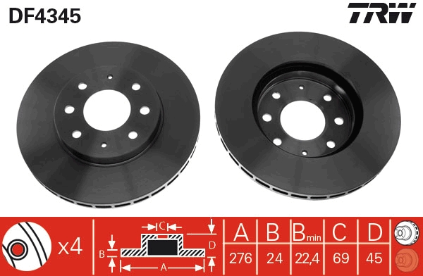 Discofreno - DF4345 TRW