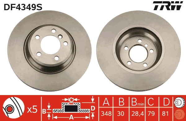 Brake Disc - DF4349S TRW