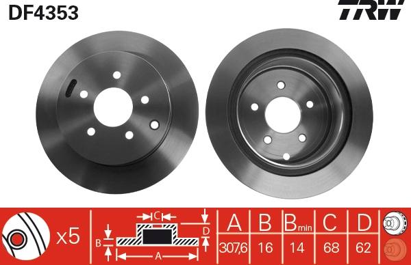 Brake Disc - DF4353 TRW