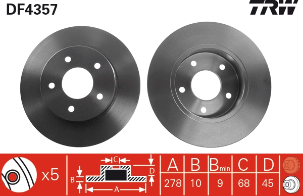 Bremsscheibe - DF4357 TRW