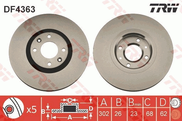 Brake Disc - DF4363 TRW
