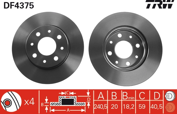 Brake Disc - DF4375 TRW