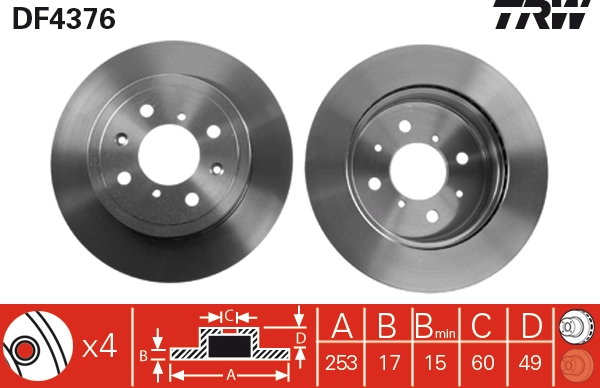 Brake Disc - DF4376 TRW