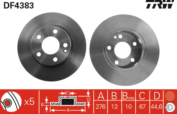 Brake Disc - DF4383 TRW