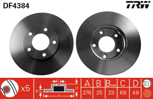 Brake Disc - DF4384 TRW