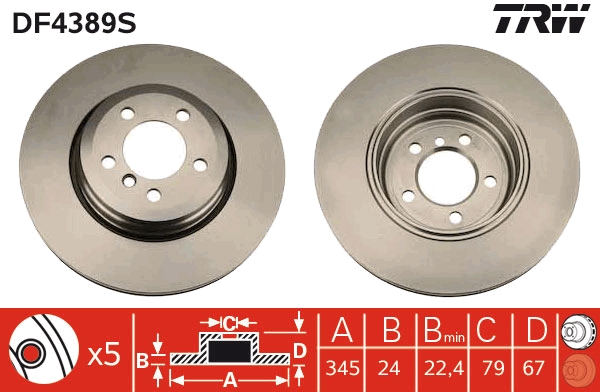 Brake Disc - DF4389S TRW