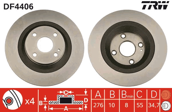 Brake Disc - DF4406 TRW