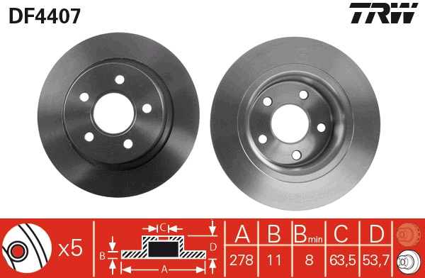 Brake Disc - DF4407 TRW