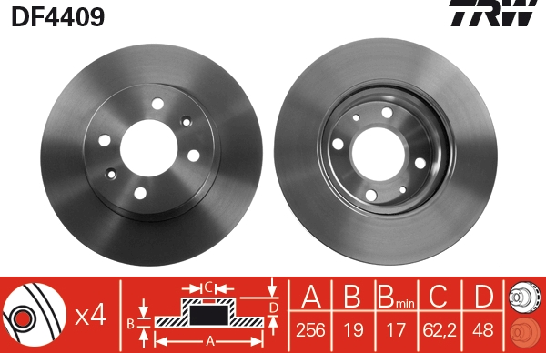 Brake Disc - DF4409 TRW