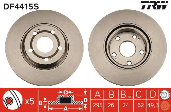 Brake Disc - DF4415S TRW
