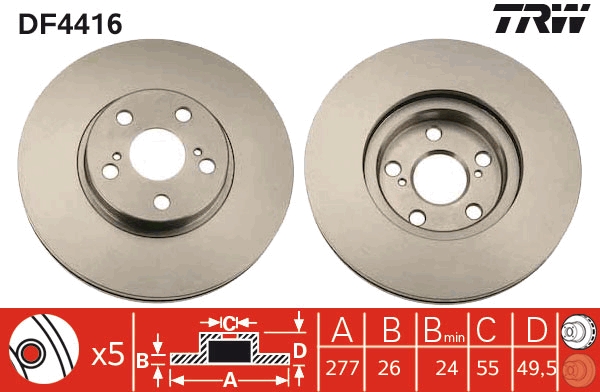 Brake Disc - DF4416 TRW