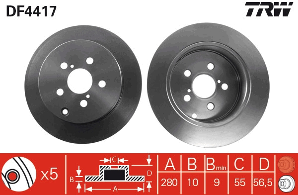 Brake Disc - DF4417 TRW