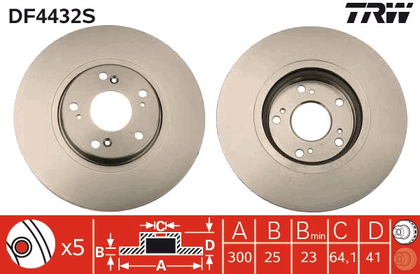 Brake Disc - DF4432S TRW