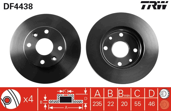 Brake Disc - DF4438 TRW