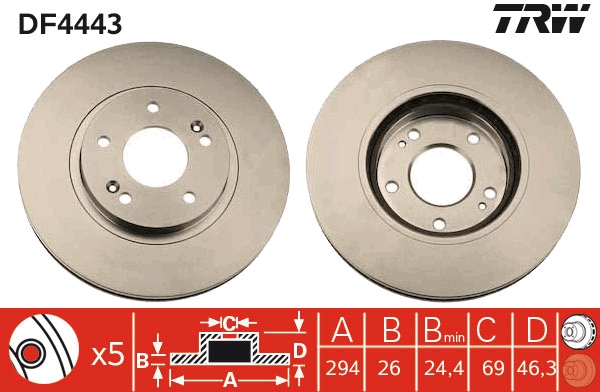 Brake Disc - DF4443 TRW