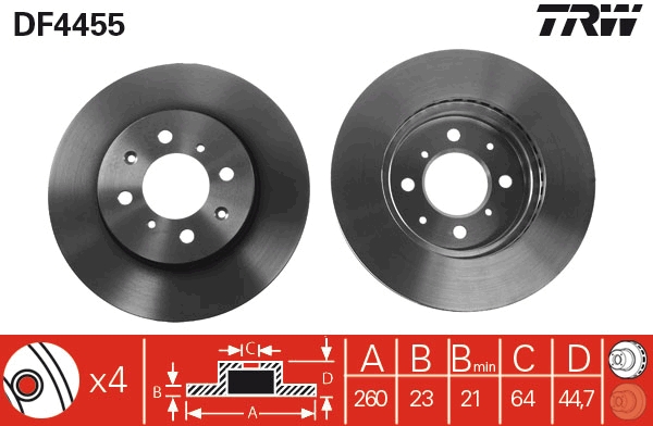 Brake Disc - DF4455 TRW