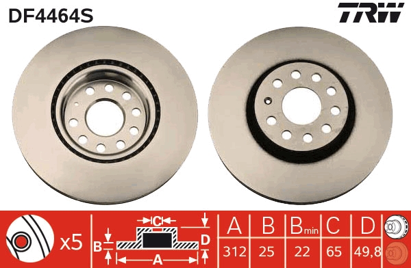 Brake Disc - DF4464S TRW