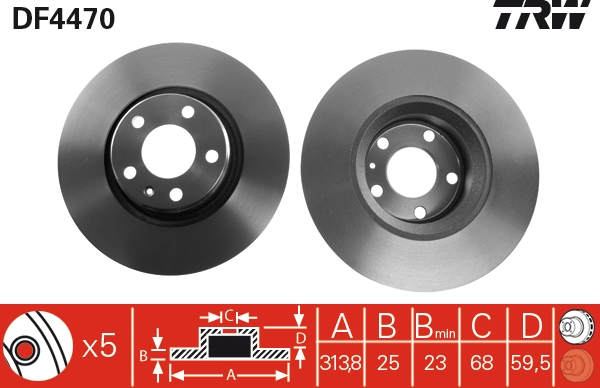 Brake Disc - DF4470 TRW