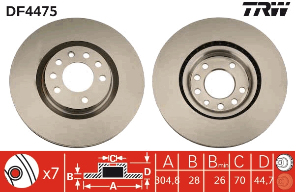 Brake Disc - DF4475 TRW