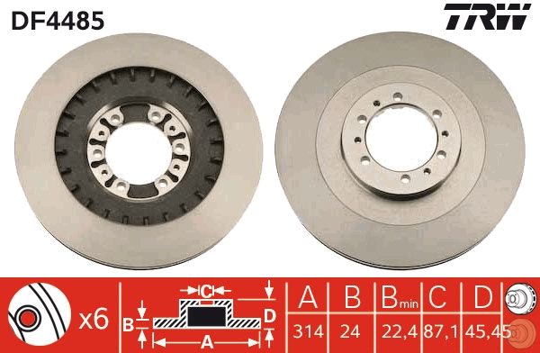 Brake Disc - DF4485 TRW