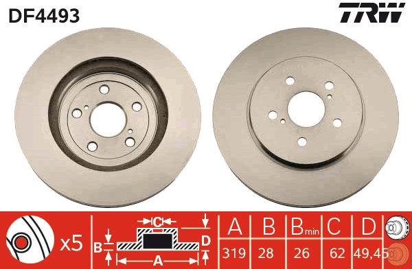 Brake Disc - DF4493 TRW