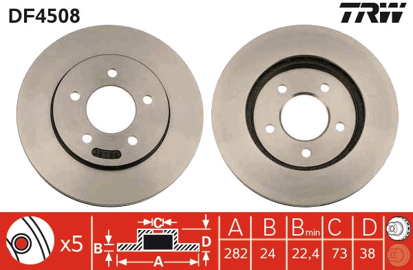Brake Disc - DF4508 TRW