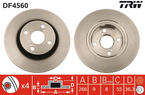 Brake Disc - DF4560 TRW