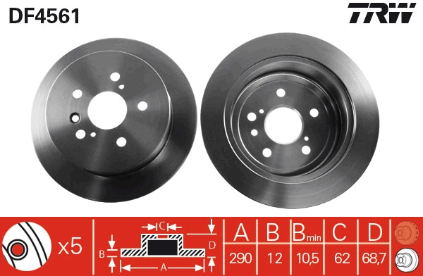 Brake Disc - DF4561 TRW