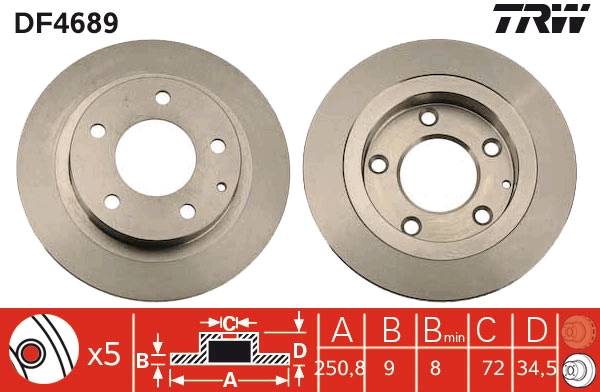 Brake Disc - DF4689 TRW