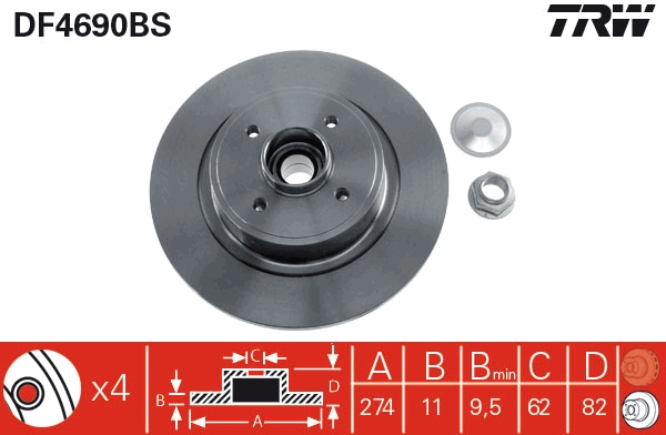 Brake Disc - DF4690BS TRW