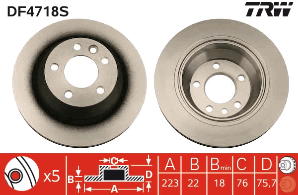 Brake Disc - DF4718S TRW
