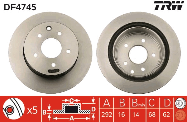 Brake Disc - DF4745 TRW